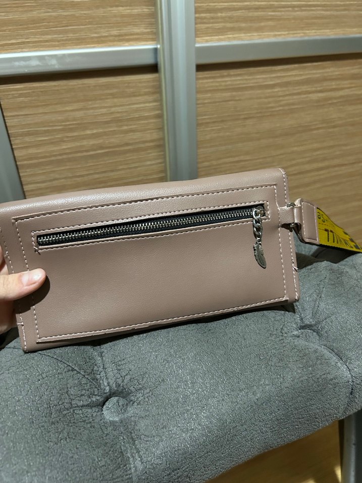 Bej Deri Kadın Kemerli Clutch Cüzdan - Görsel 5