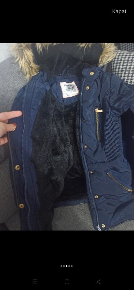 Kürk Detaylı Lacivert kız çocuğu mont  9 yaş - Görsel 3