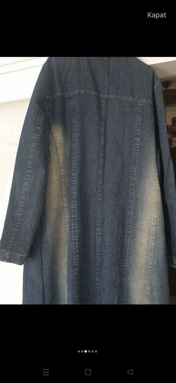 Kadın Uzun Düğmeli kot pardesü - Görsel 3