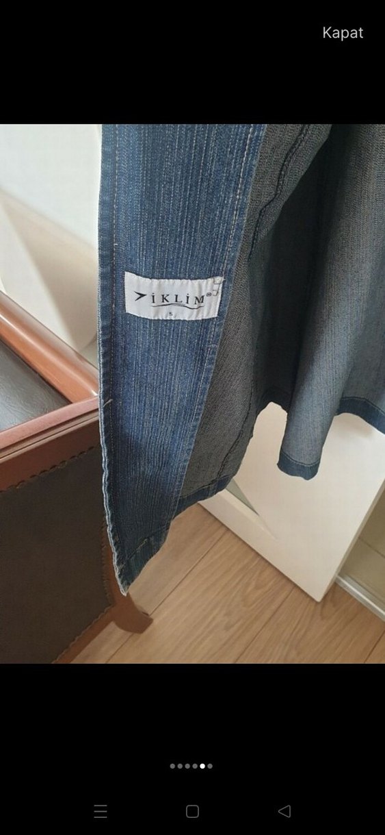 Kadın Uzun Düğmeli kot pardesü - Görsel 5