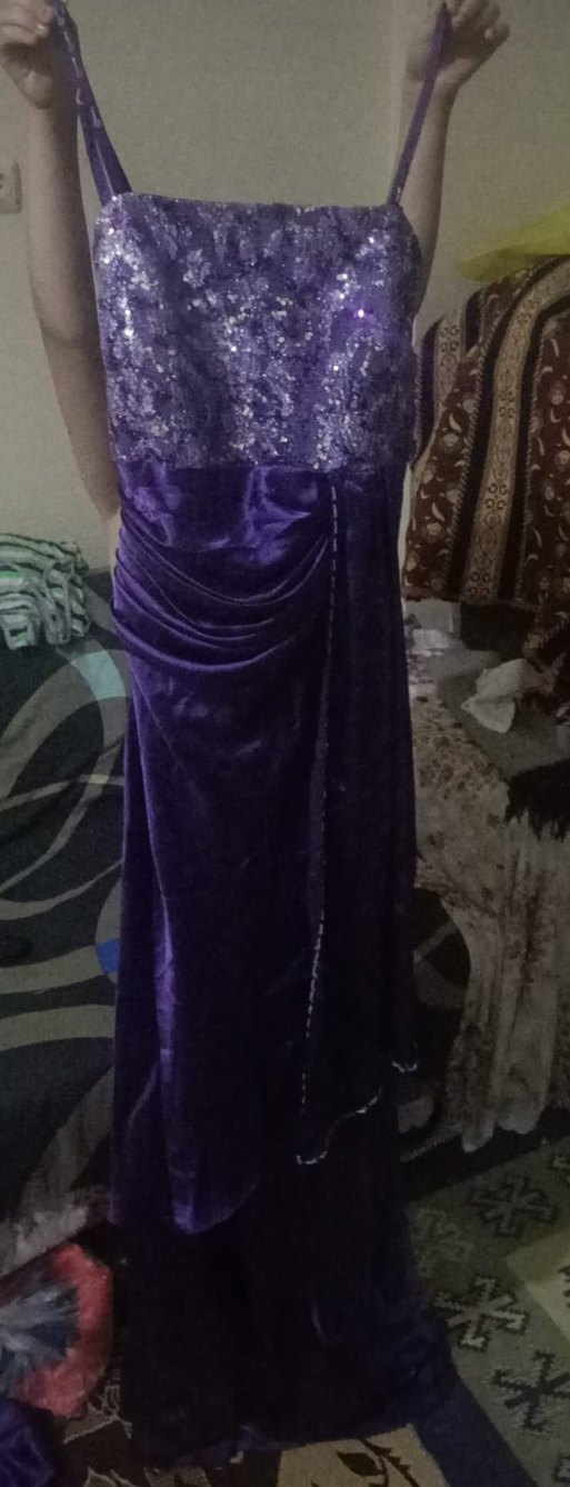 Mor üstünde bolerolu askılı abiye - Görsel 2