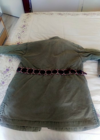 Koton HaKi Nakışlı Bohem Uzun Kadın Ceketi