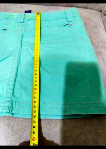 36 Beden turkuaz Renk Turkuaz Kemerli Mini Denim Etek