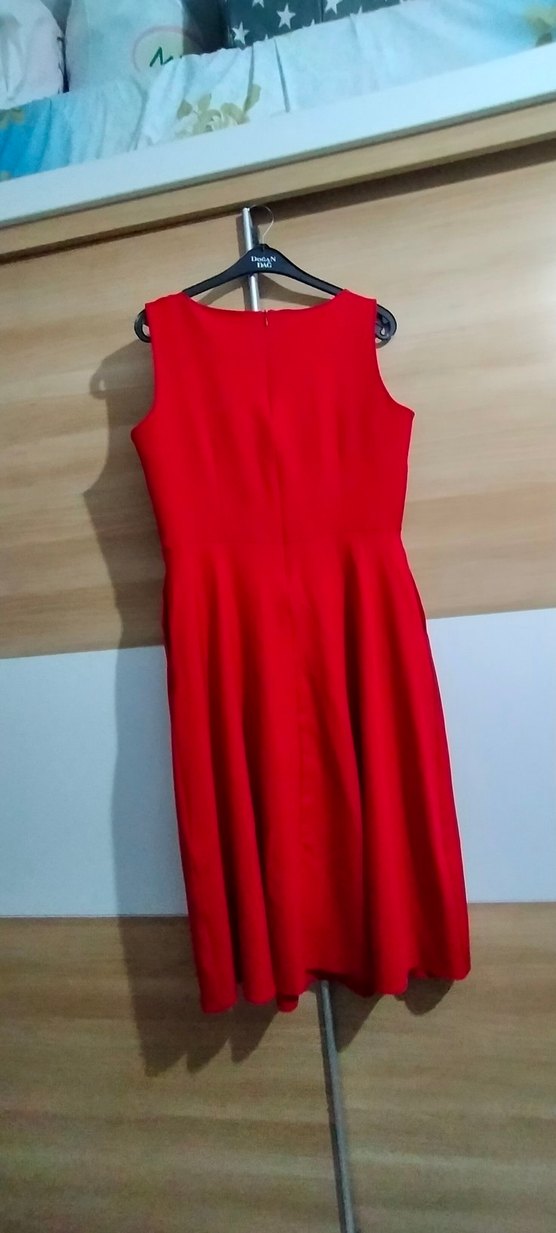 Klasik Kırmızı Midi Elbise - Görsel 2