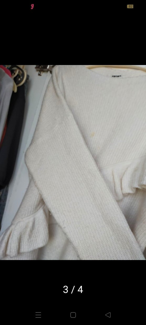 KOTON Kadın Beyaz Fırfırlı Triko Kazak - Görsel 3