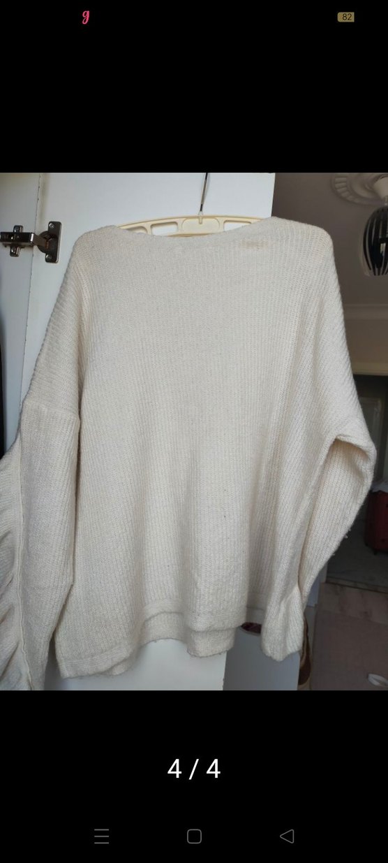 KOTON Kadın Beyaz Fırfırlı Triko Kazak - Görsel 4