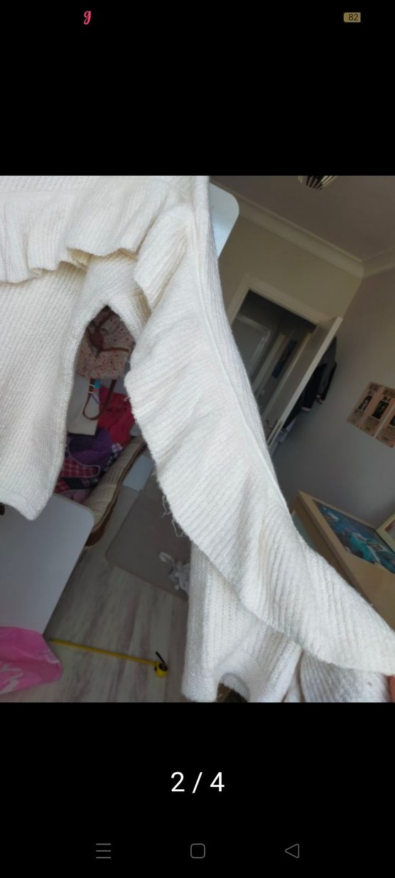 KOTON Kadın Beyaz Fırfırlı Triko Kazak - Görsel 2