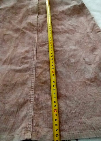 vintage Kadın hardal sarısı kadife kısa Etek - Görsel 4