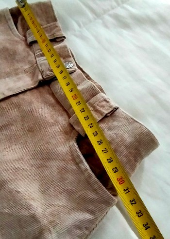 vintage Kadın hardal sarısı kadife kısa Etek - Görsel 5