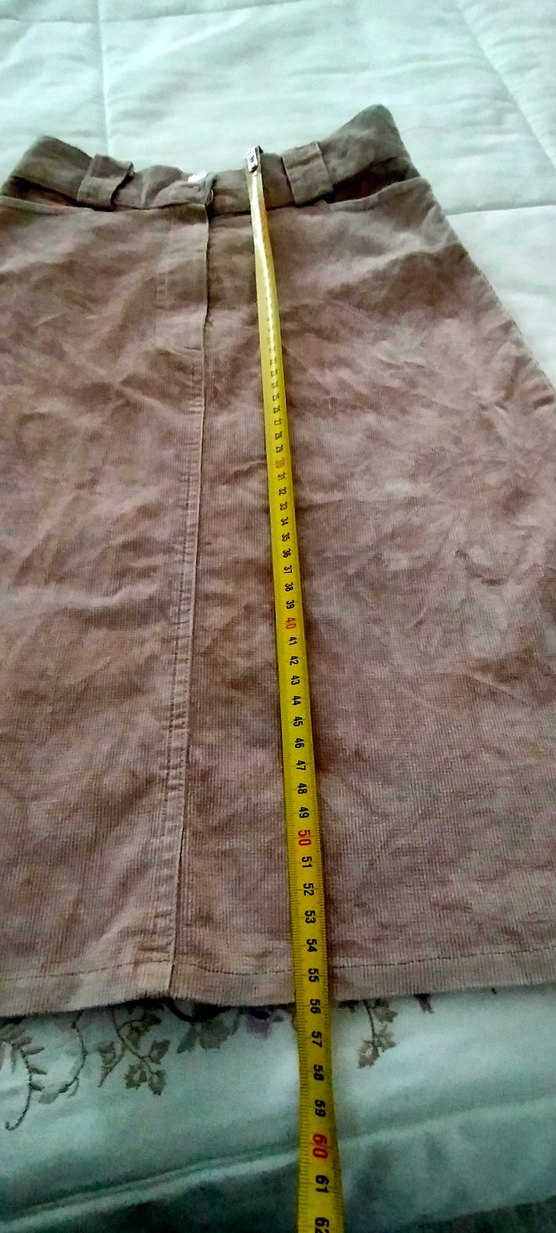 vintage Kadın hardal sarısı kadife kısa Etek - Görsel 4