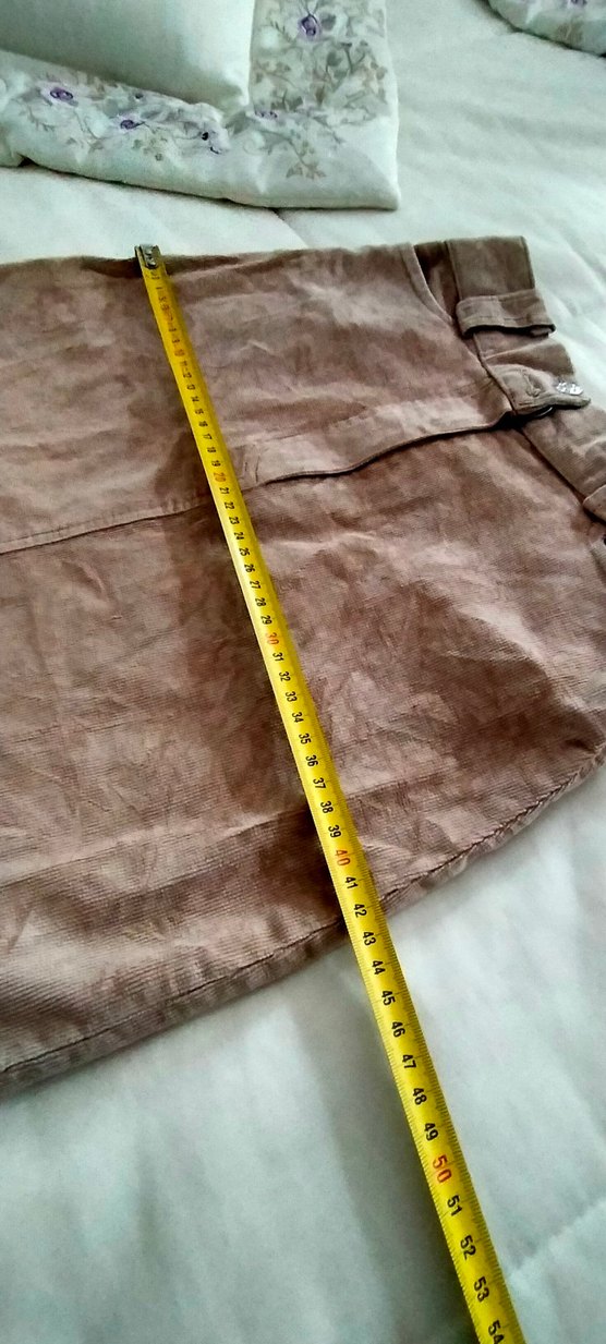 vintage Kadın hardal sarısı kadife kısa Etek - Görsel 3