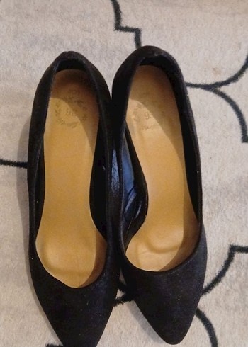 Siyah Süet Kadın Topuklu Ayakkabı - Görsel 2