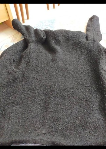 siyah Uzun Kürklü Kadın Kaban - Görsel 3