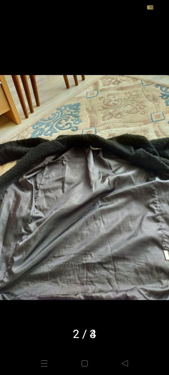 siyah Uzun Kürklü Kadın Kaban - Görsel 2