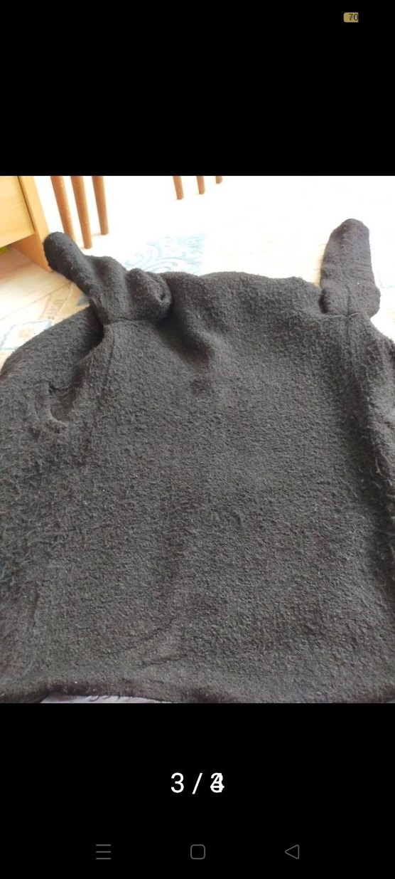 siyah Uzun Kürklü Kadın Kaban - Görsel 3