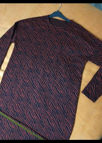 kırmızı Zebra Desenli Uzun Elbise - Görsel 2