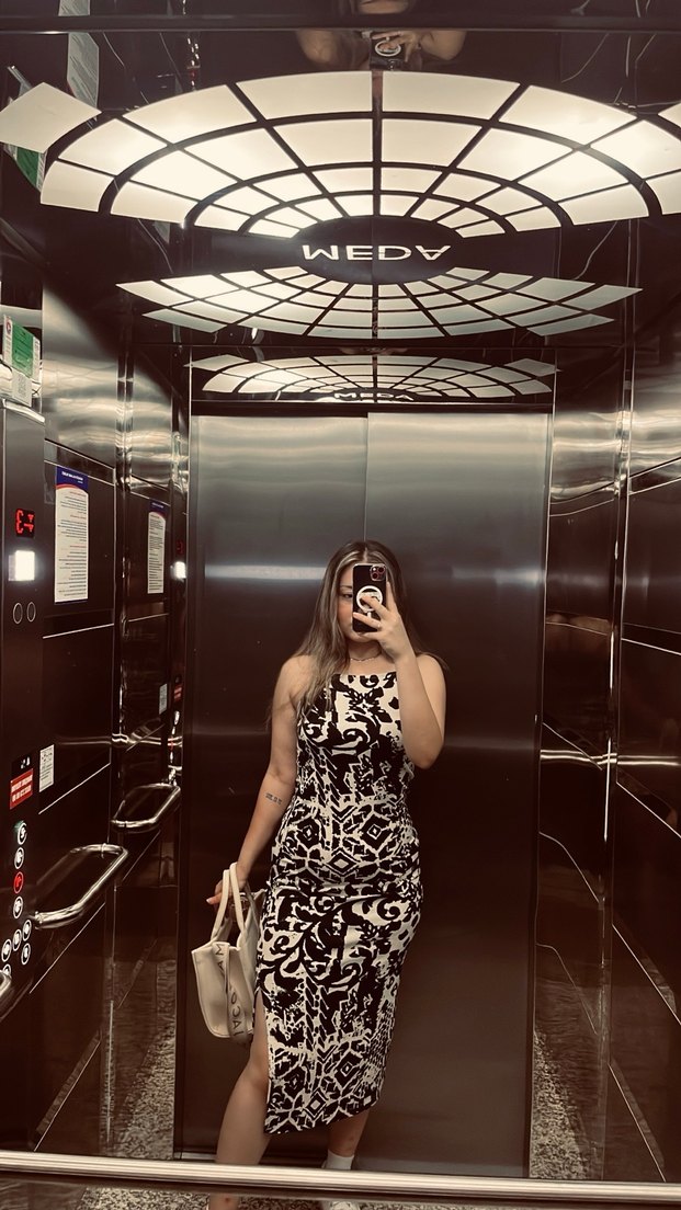 Siyah Zebra Desenli Transparan Midi Elbise - Görsel 2