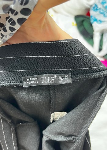 Siyah Çizgili Kumaş Pantolon - Görsel 5