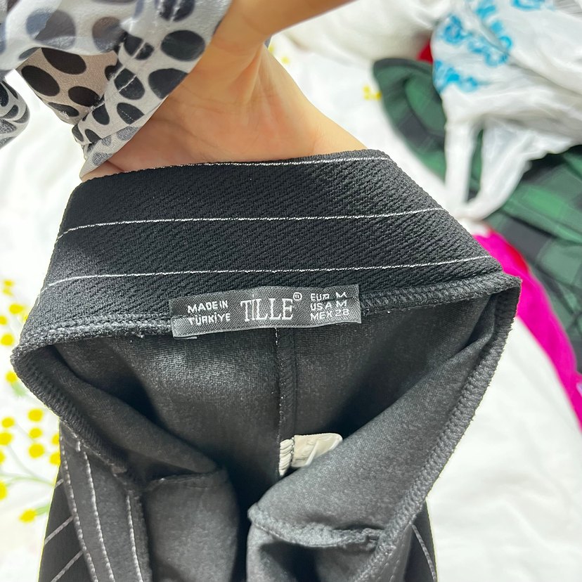 Siyah Çizgili Kumaş Pantolon - Görsel 5