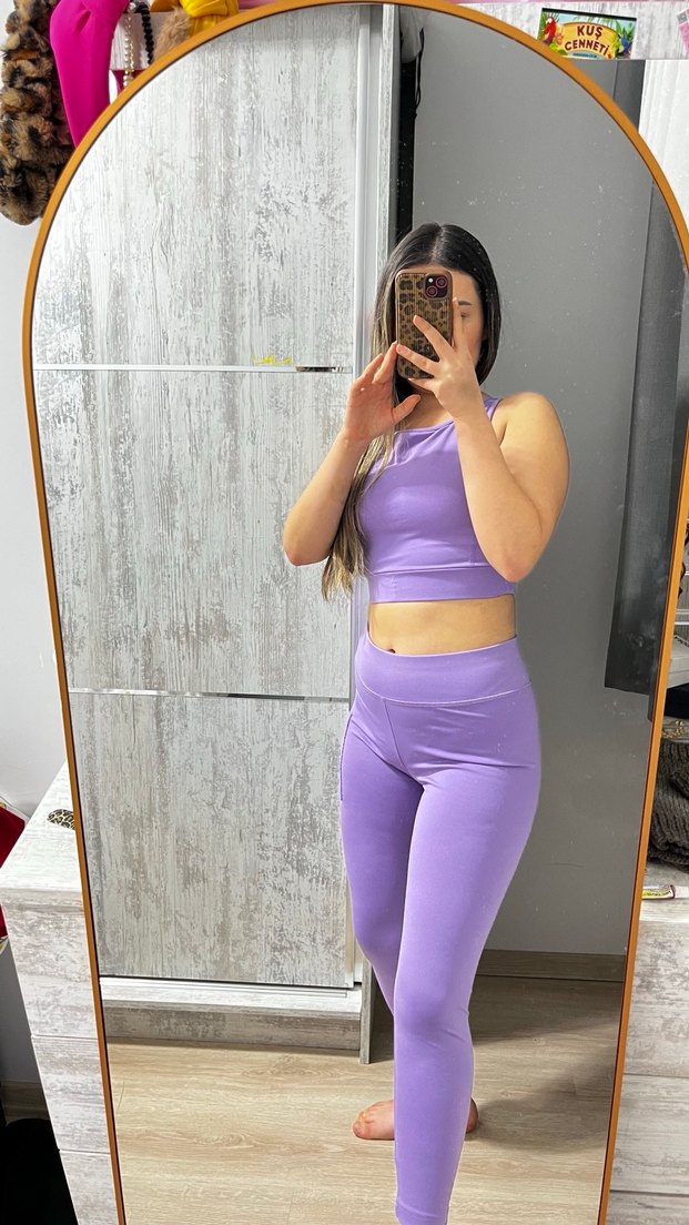 Mor  Rahat Kadın Tayt Takımı - Görsel 5