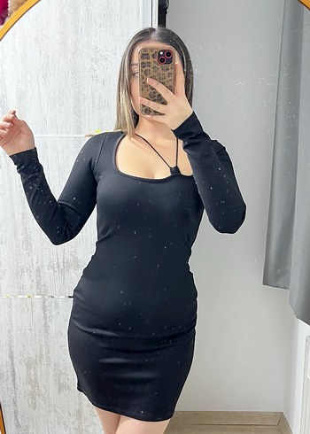 Siyah Mini Elbise - Görsel 2