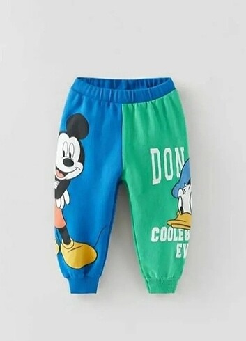 Zara MAVİ-YEŞİL PARÇALI MICKEY MOUSE BASKILI TAKIM