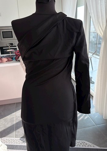 Drapeli Straplez Parlak Abiye Elbise - Görsel 3