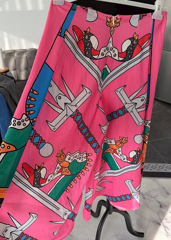 Renkli Baskılı Kadın Uzun Kumaş Pantolon - Görsel 2