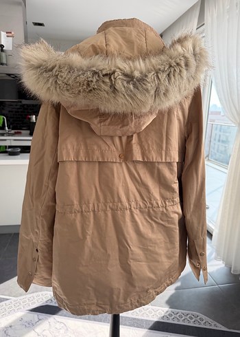 Kürklü Bej Midi Kadın Ceket - Görsel 3