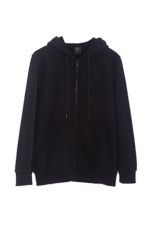 Unisex Siyah Fermuarlı Kapşonlu Mevsimlik Sweatshirt Hırka