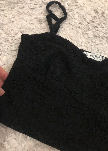 Dantel Detaylı Siyah Mini Büstiyer - Görsel 2