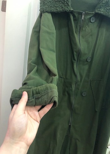 Uzun Kadın Ceket Kürklü Yaka - Görsel 3