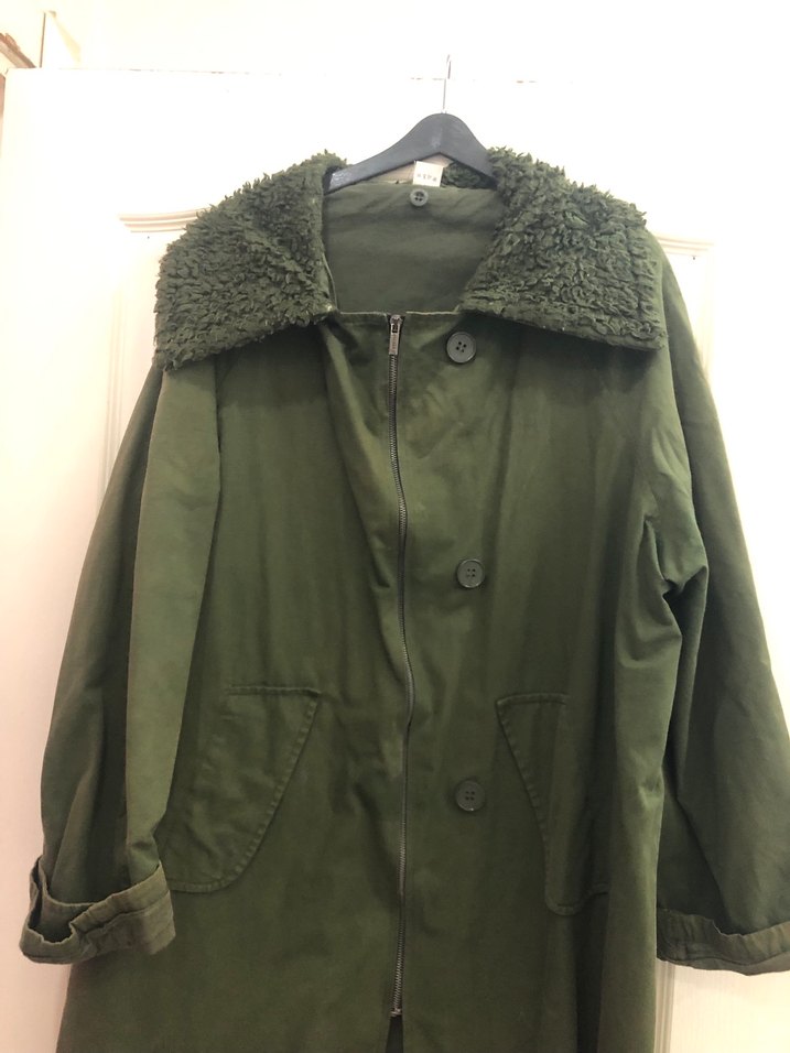 Uzun Kadın Ceket Kürklü Yaka - Görsel 2