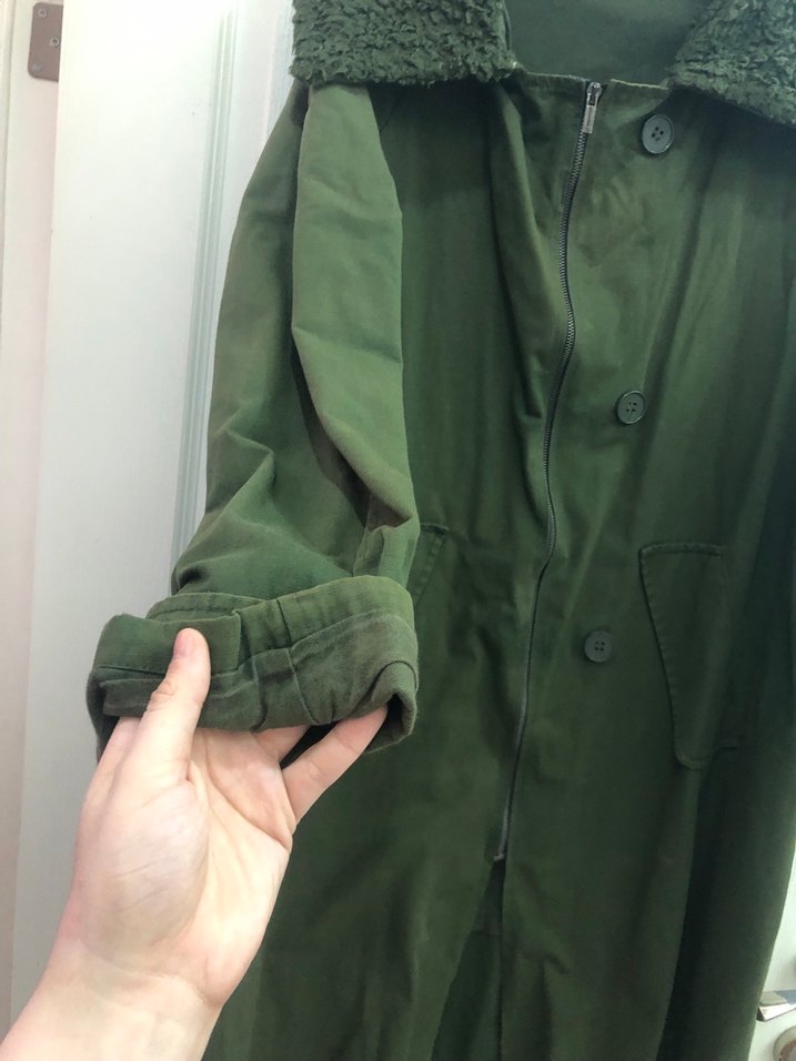 Uzun Kadın Ceket Kürklü Yaka - Görsel 3