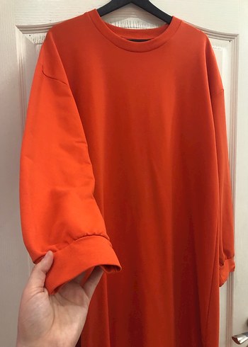 Kadın Uzun Kollu turuncu Uzun Elbise - Görsel 3