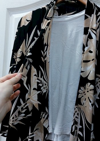 Uzun Kollu Baskılı Kadın Kimono - Görsel 2