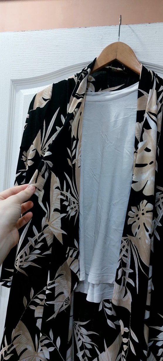 Uzun Kollu Baskılı Kadın Kimono - Görsel 2