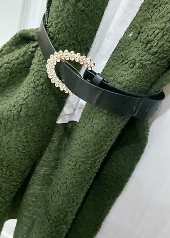 Kemerli Uzun Yeşil Kadın Yelek - Görsel 4