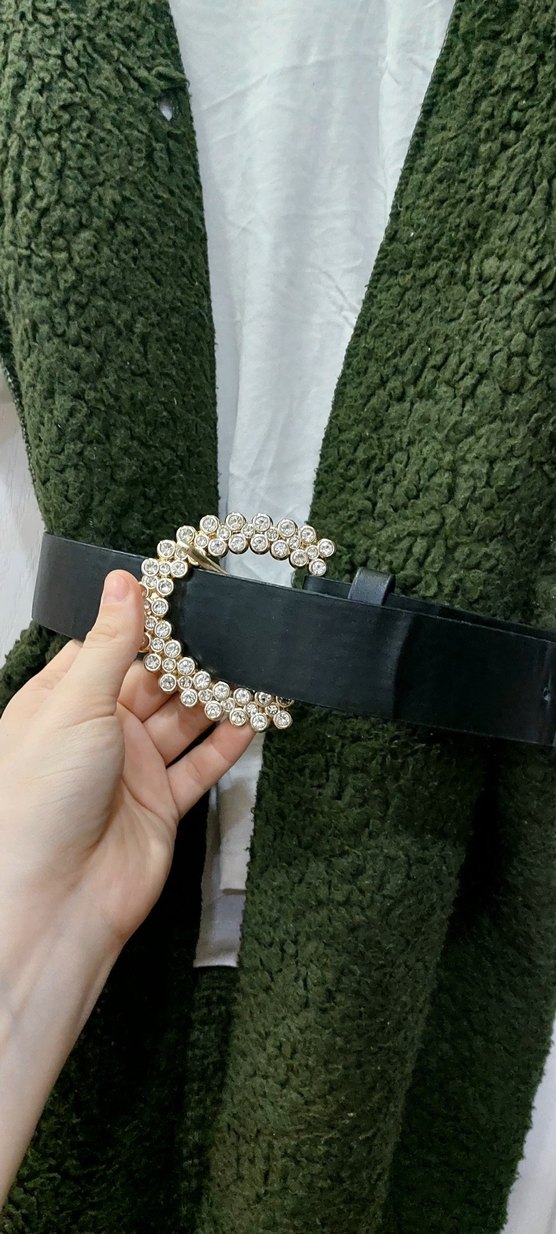 Kemerli Uzun Yeşil Kadın Yelek - Görsel 3