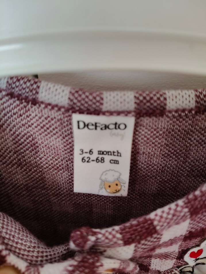 Kız Çocuk Bordo Kareli Uzun Kollu Elbise - Görsel 3