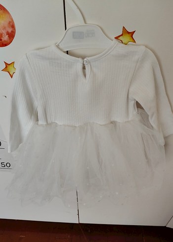 Kız Çocuk Uzun Kollu Beyaz Nakışlı Elbise - Görsel 3