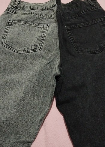 38 Beden Düğmeli Gri Kadın Denim Pantolon