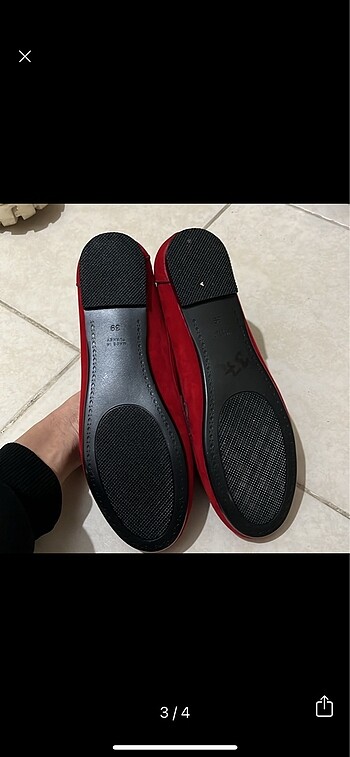 39 Beden Kırmızı Süet Babet