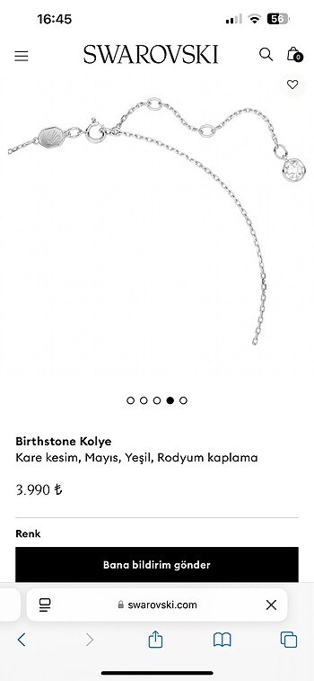 Beden yeşil Renk Swarovski kolye