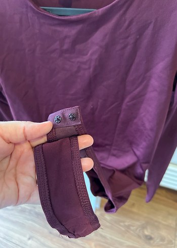 m Beden bordo Renk Bordo Kadın Uzun Kollu Basic Bluz