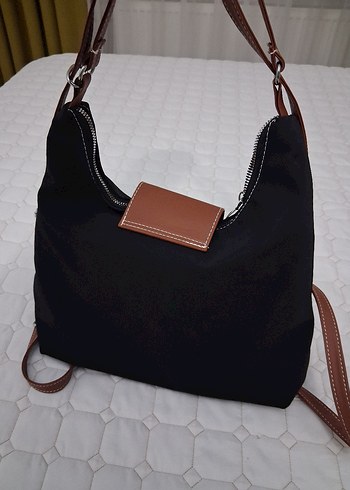 Siyah Tokalı Kadın Teknik Kumaş Omuz Çantası - Görsel 2