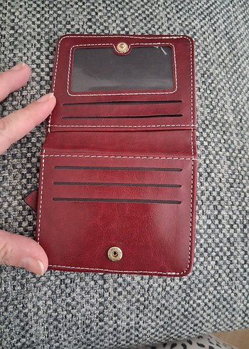 Bordo Deri Kadın Küçük Cüzdan - Görsel 3