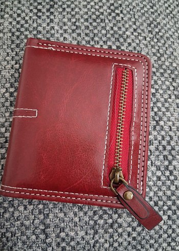 Bordo Deri Kadın Küçük Cüzdan - Görsel 2