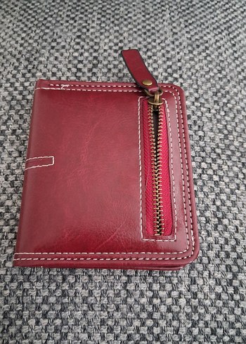 Bordo Deri Kadın Küçük Cüzdan - Görsel 6