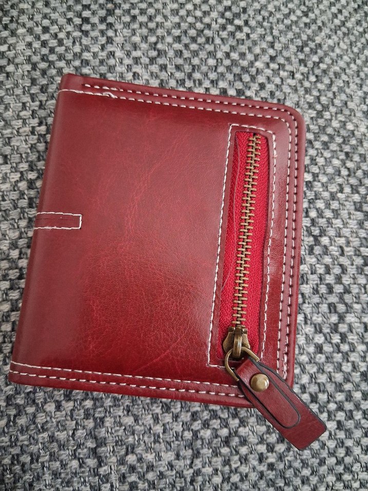 Bordo Deri Kadın Küçük Cüzdan - Görsel 2